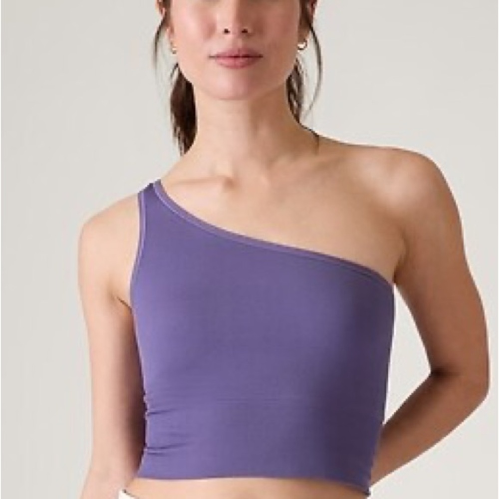 Athleta Aurora one shoulder ribbed crop tank deep purple!